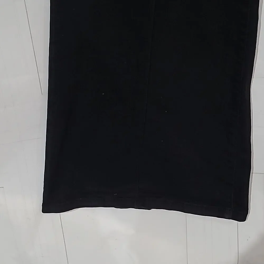 Hot Topic SZ 26 Black Denim Jeans Wide Leg Loose Fit Two Button Goth Stretch